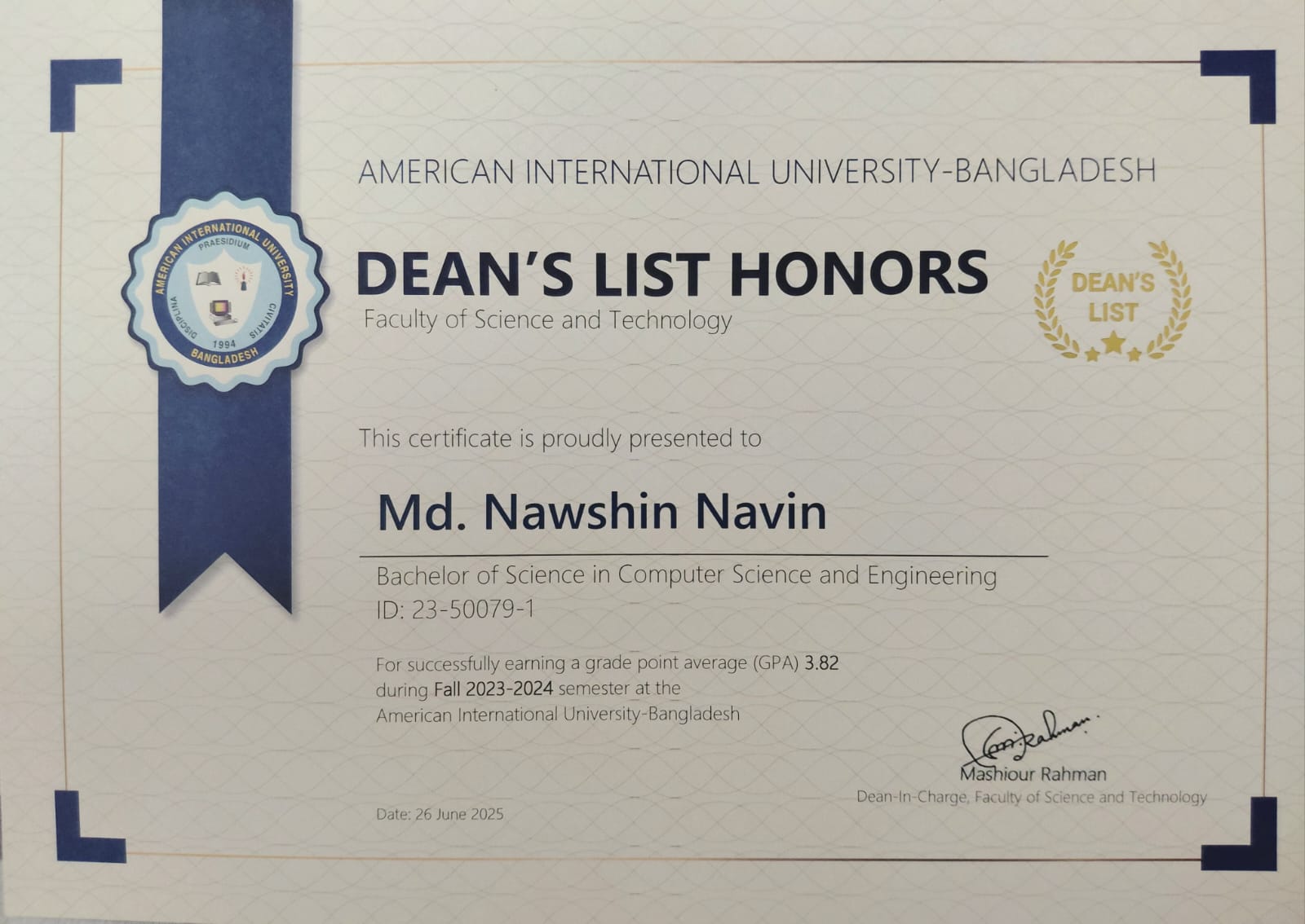 Dean's Award